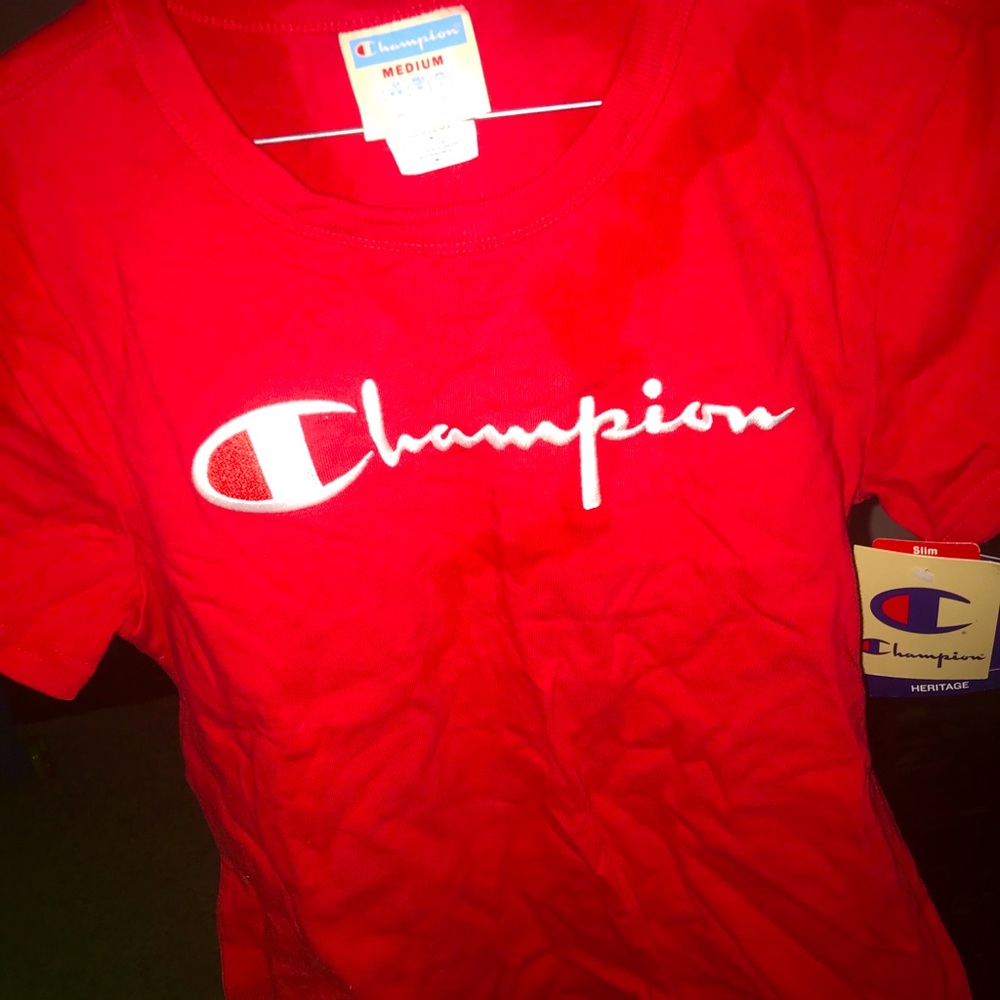 Champion tee shirt, red and white